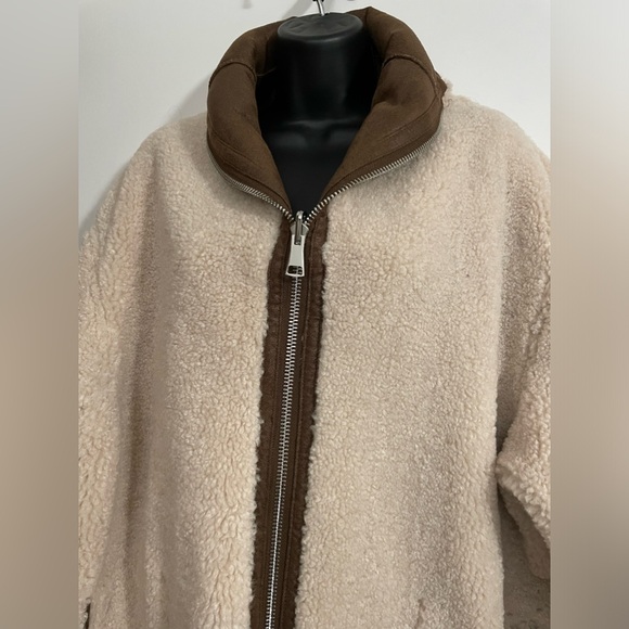 Faux Shearling Reversible Brown Coat Sz.L - Picture 5 of 5